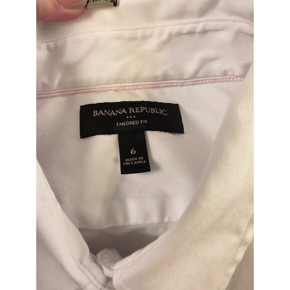 Banana Republic Women's White Button up Long Sleeve Top Size 6 - Picture 3 of 6